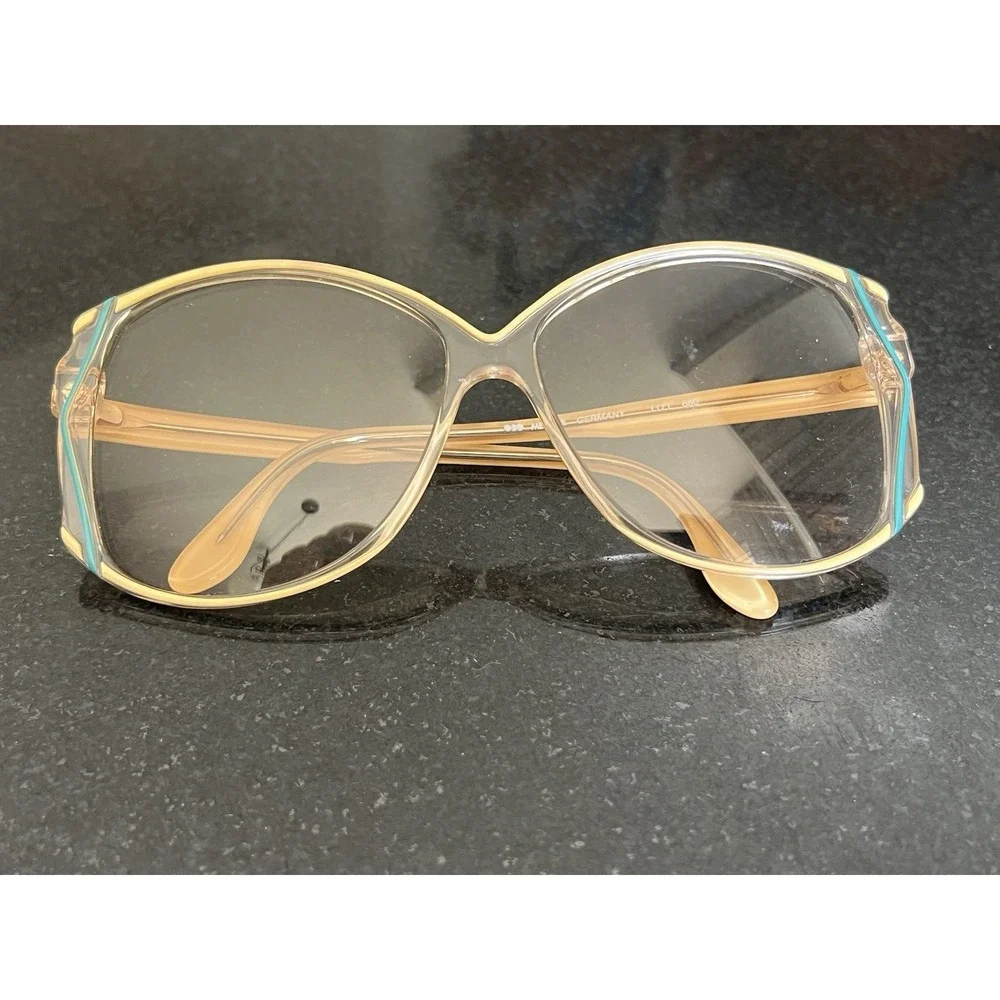 Metzler Vintage Sunglasses 1970's Germany Oversized Turquoise Accents